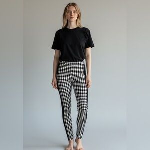 Black White Leggings Size 6 Medium Stretch Slim Fit